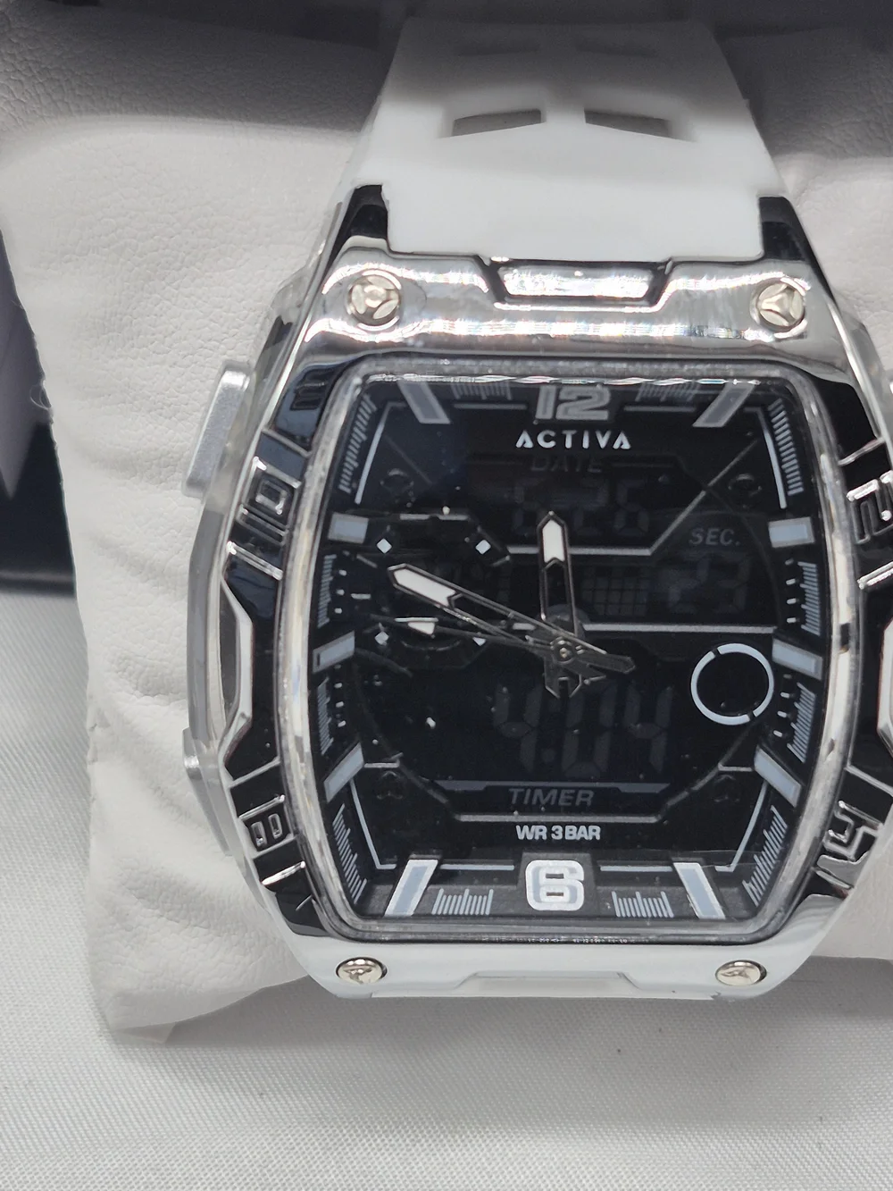Invicta Men’s Black Dial White Strap Hybrid Watch